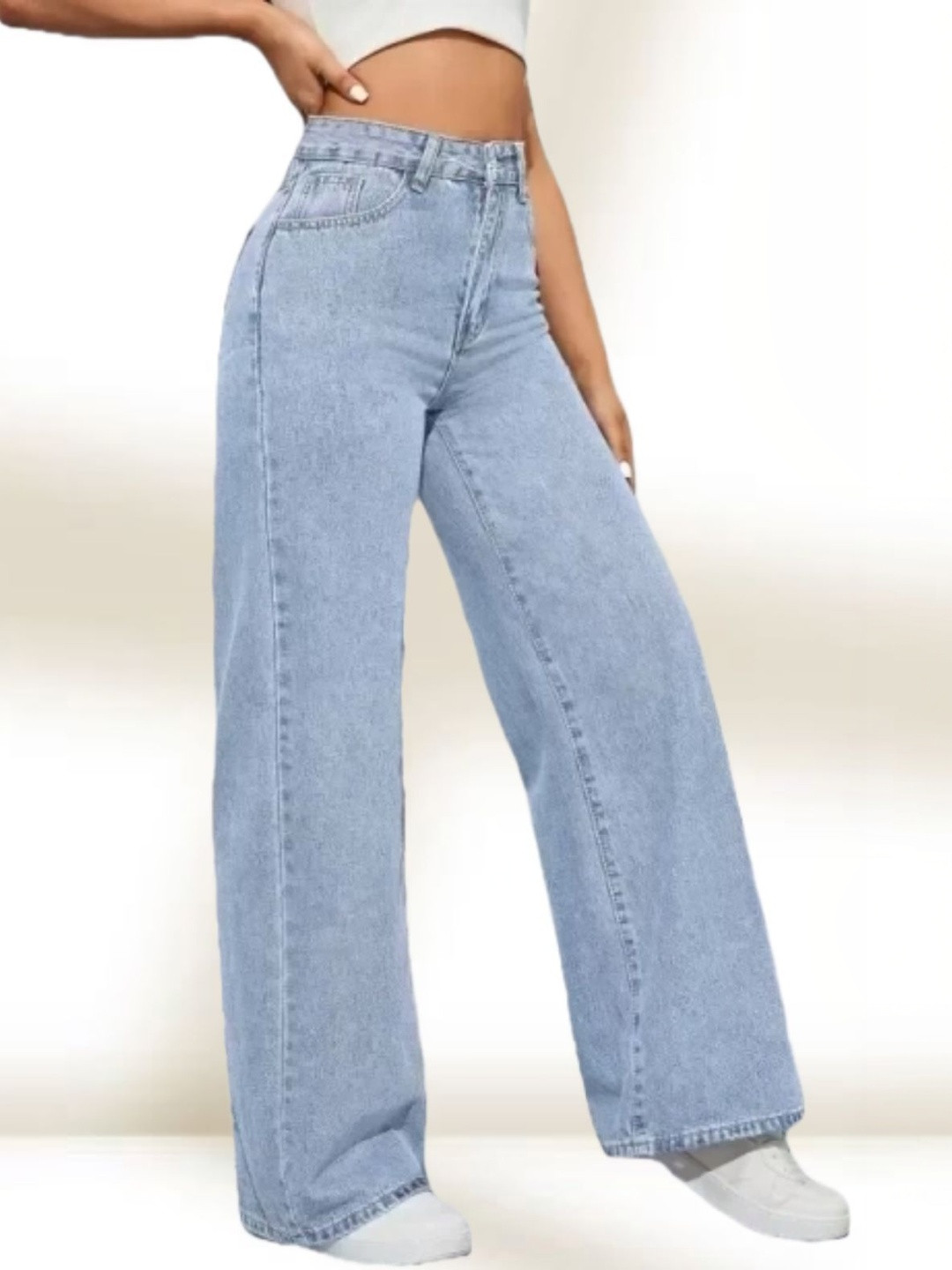 jeancherry Women Classic Straight Fit Mid-Rise Light Fade Stretchable Jeans