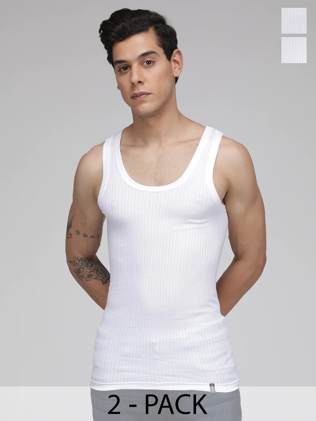 Sporto by Macho Pack Of 2 Men Cotton Ribbed Undershirt Innerwear Vests