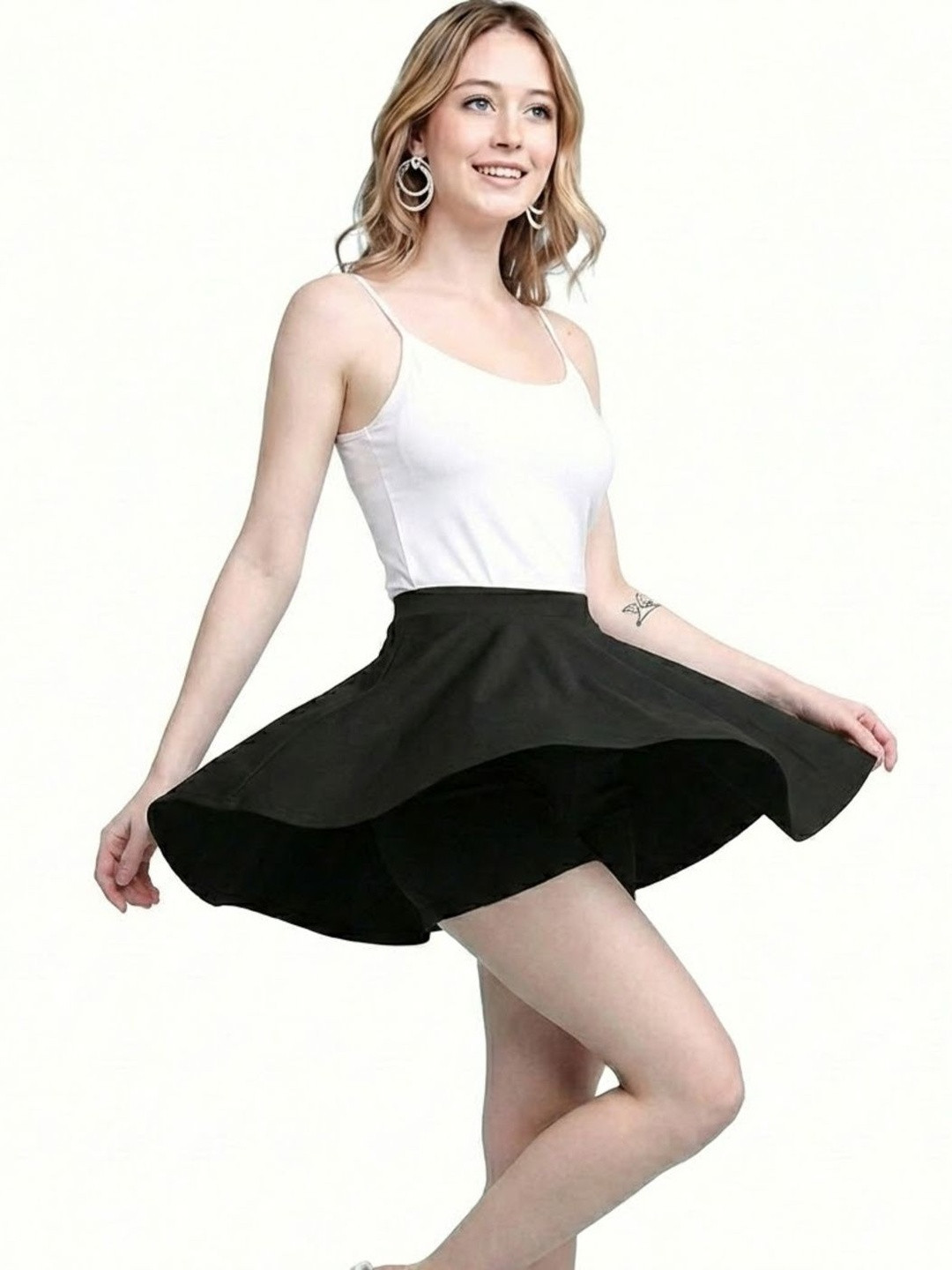 Stars and You Women Mini Flared Skirt with Shorts