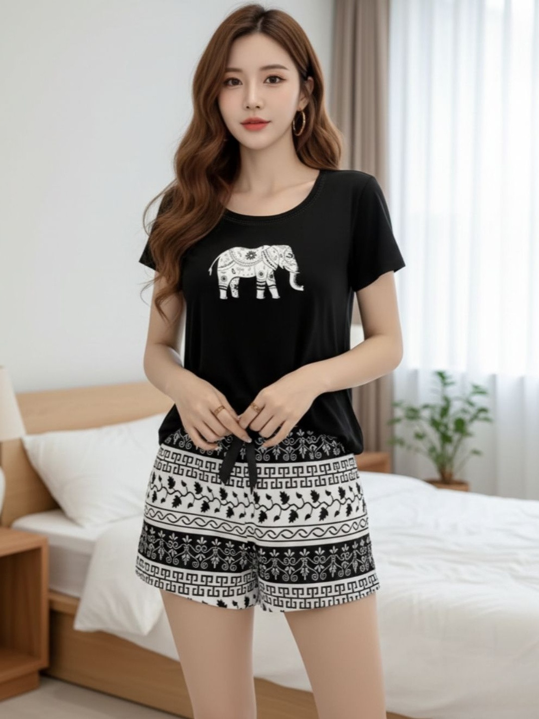 LARIX Women Printed Night suit