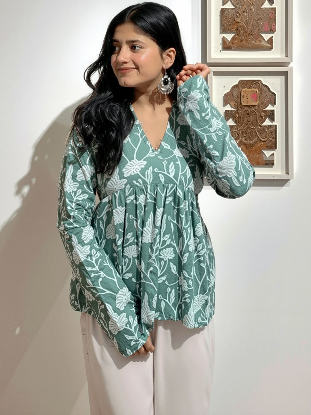 Maheshvi Floral Print Empire Top