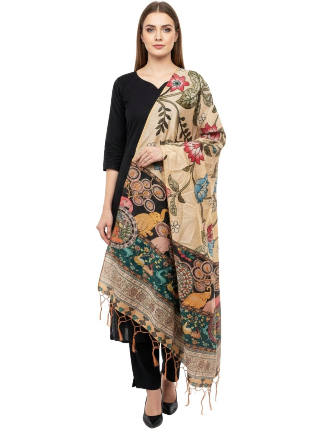 SEKMANY Printed Kalamkari Dupatta