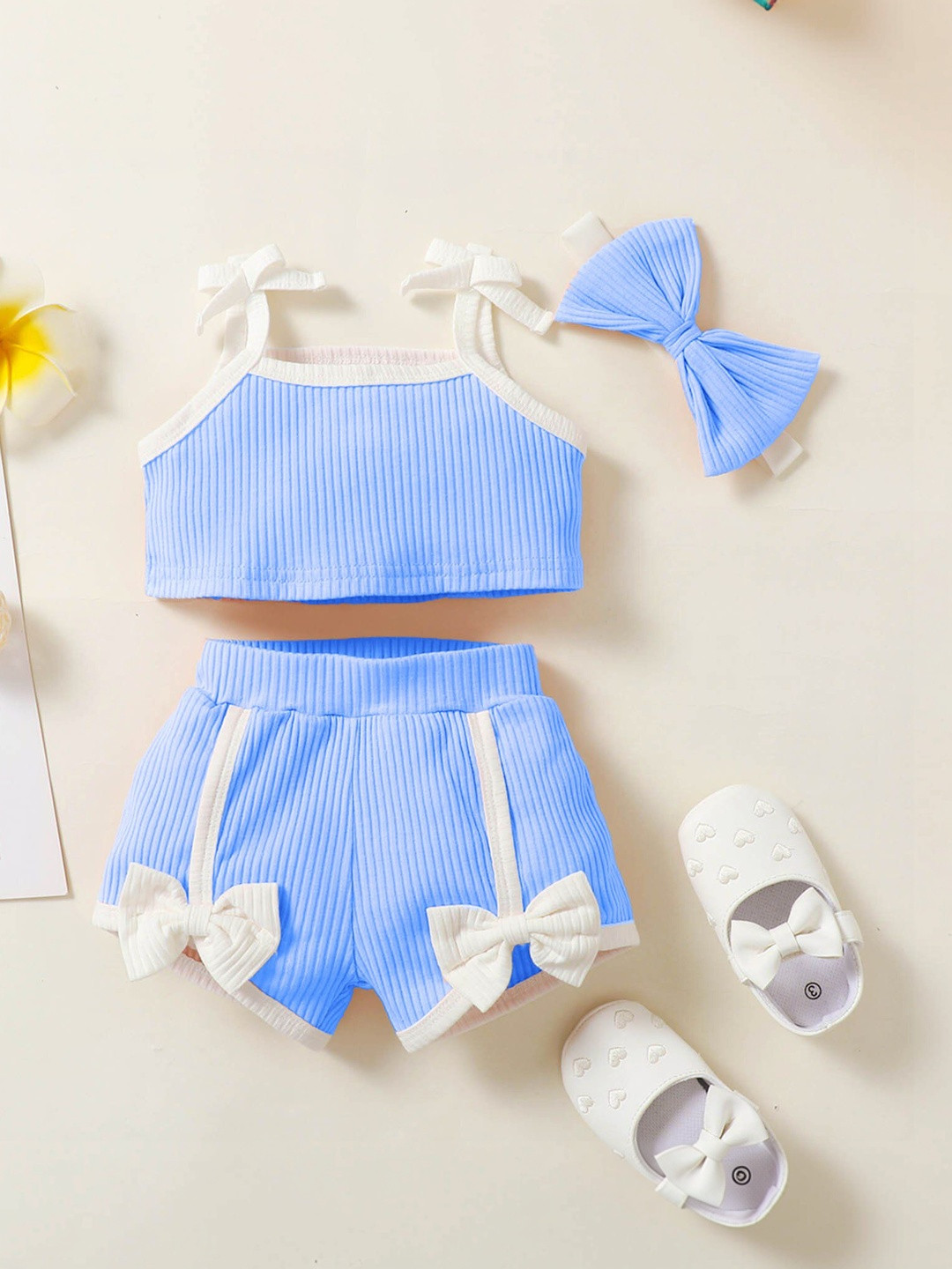 FAVORITE STORE Girls Striped Top with Shorts