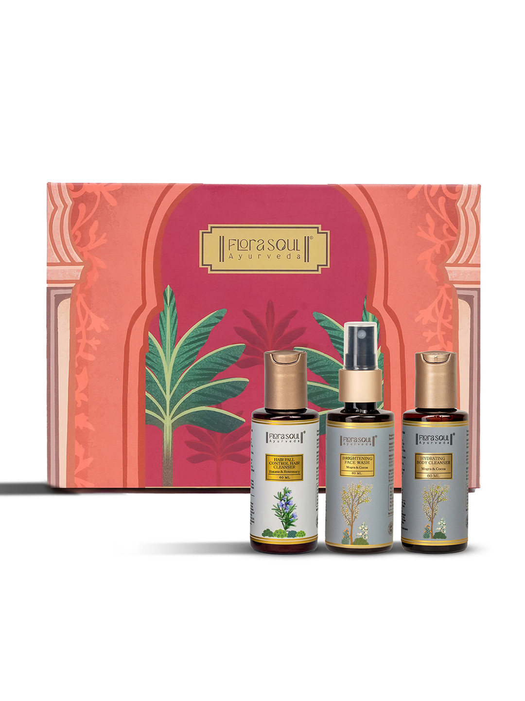 FloraSoul Set Of 3 Ayurveda Hair Cleanser- Face Wash & Body Wash- 60 ml Each