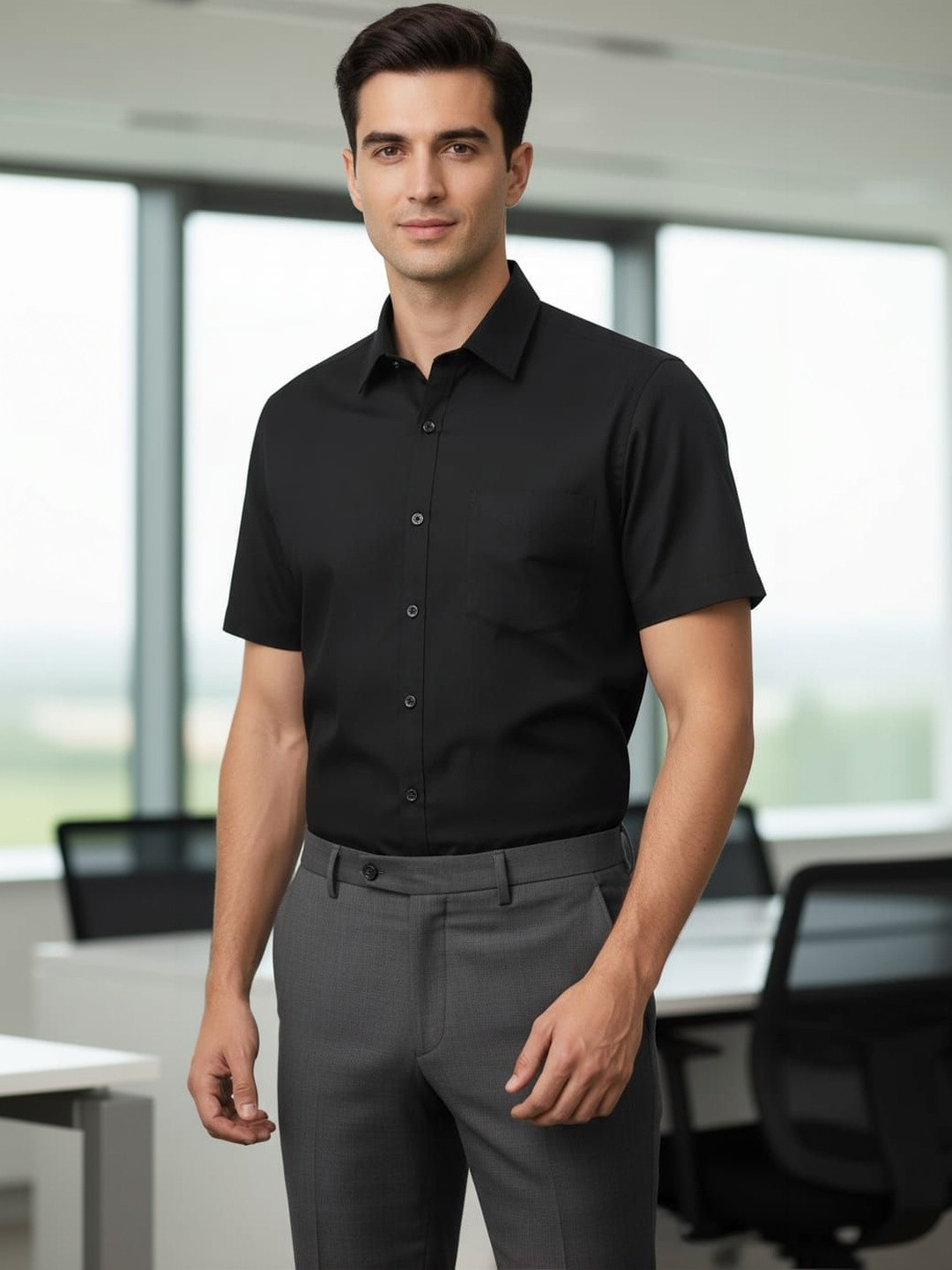 THE SHIRT CODE Men Slim Fit Formal Shirt
