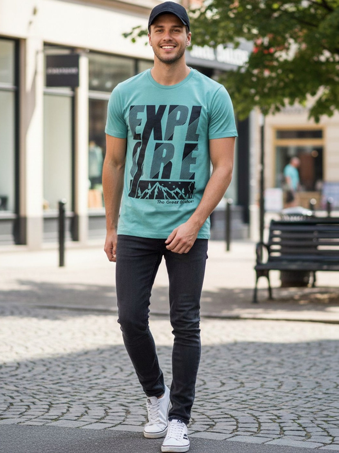 The Roadster Lifestyle Co Printed Cotton Round Neck T-shirt