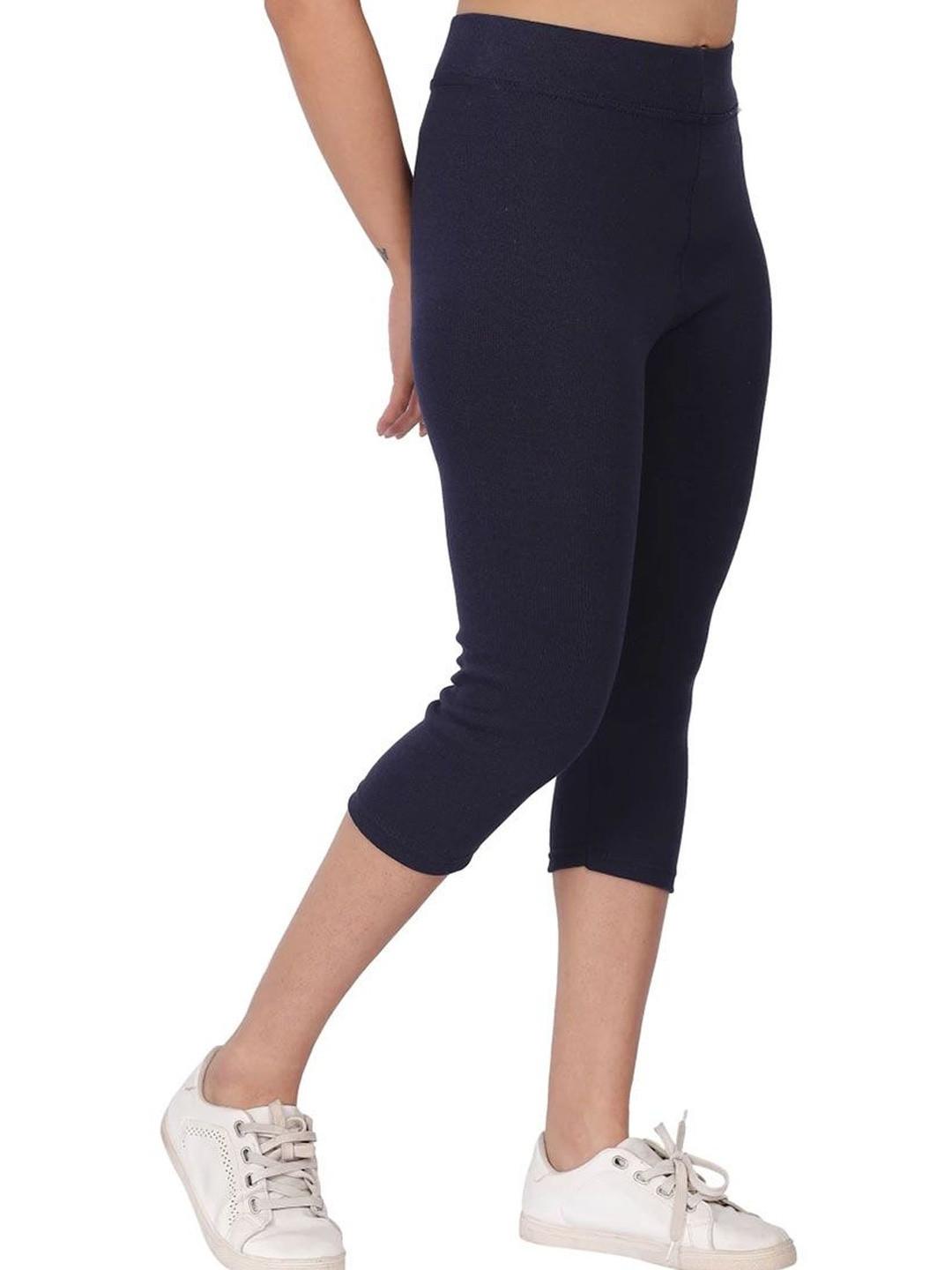 WellFitLook Cotton High-Rise Three-Fourth Length Tights