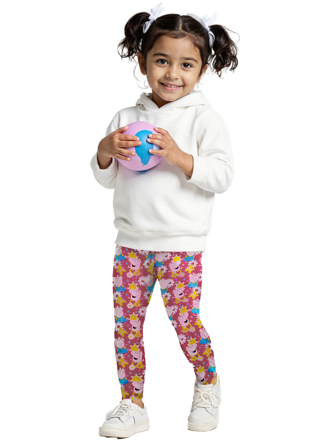 The Souled Store Girls Regular Fit Peppa Pig Printed Pink Leggings