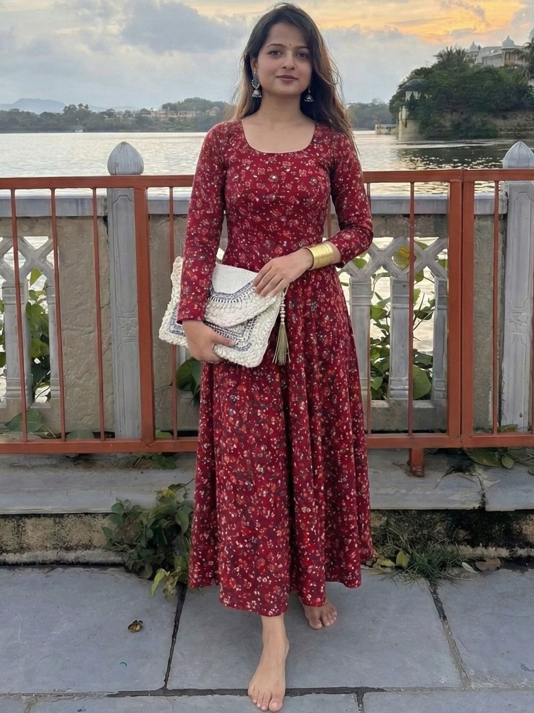 DHAKRE FASHION Floral Print Fit & Flare Maxi Dress