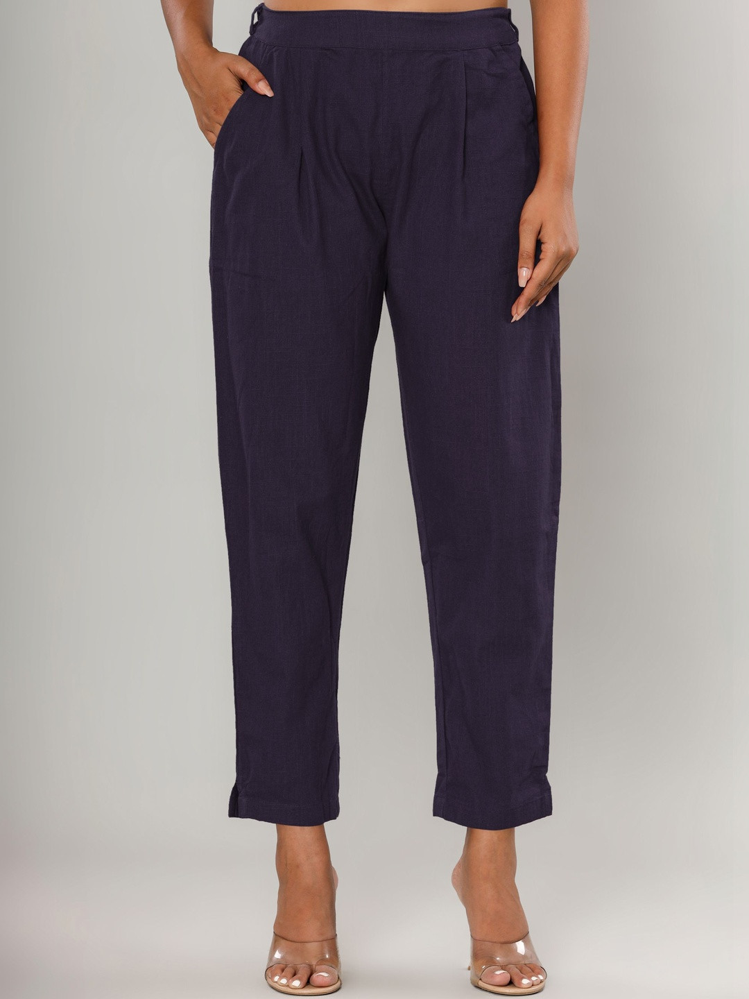 Tulsiram Women Straight Fit Pleated Trousers