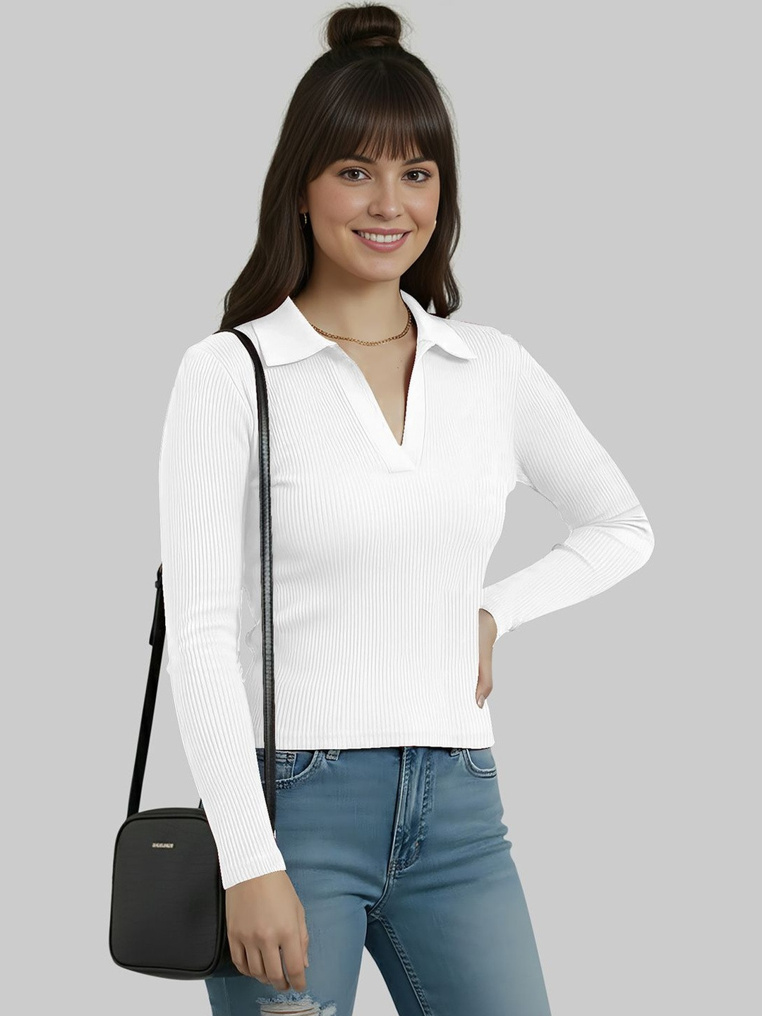 Maheshvi Shirt Collar Long Sleeves Top