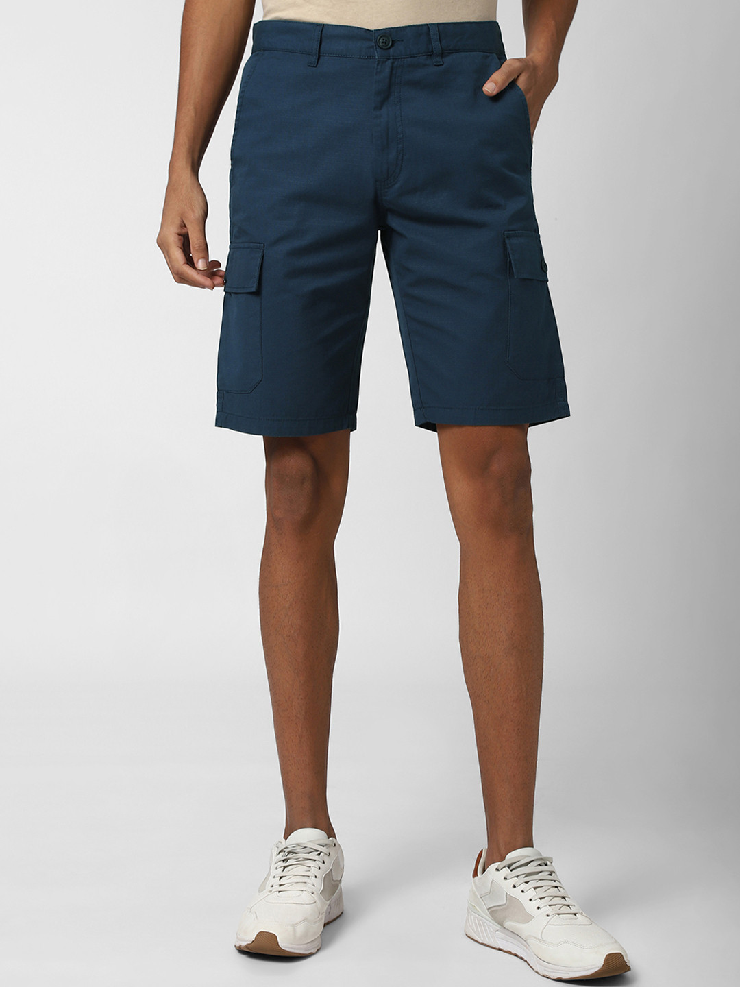 Peter England Casuals Men Navy Blue Cargo Shorts