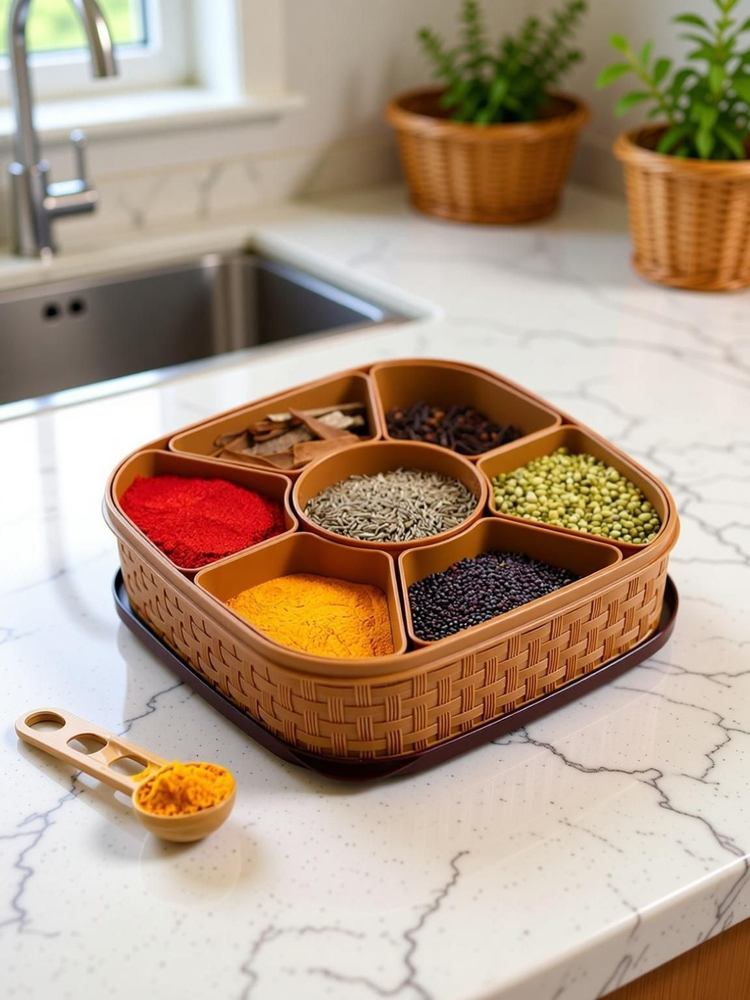 DeoDap Brown Spice Box Container