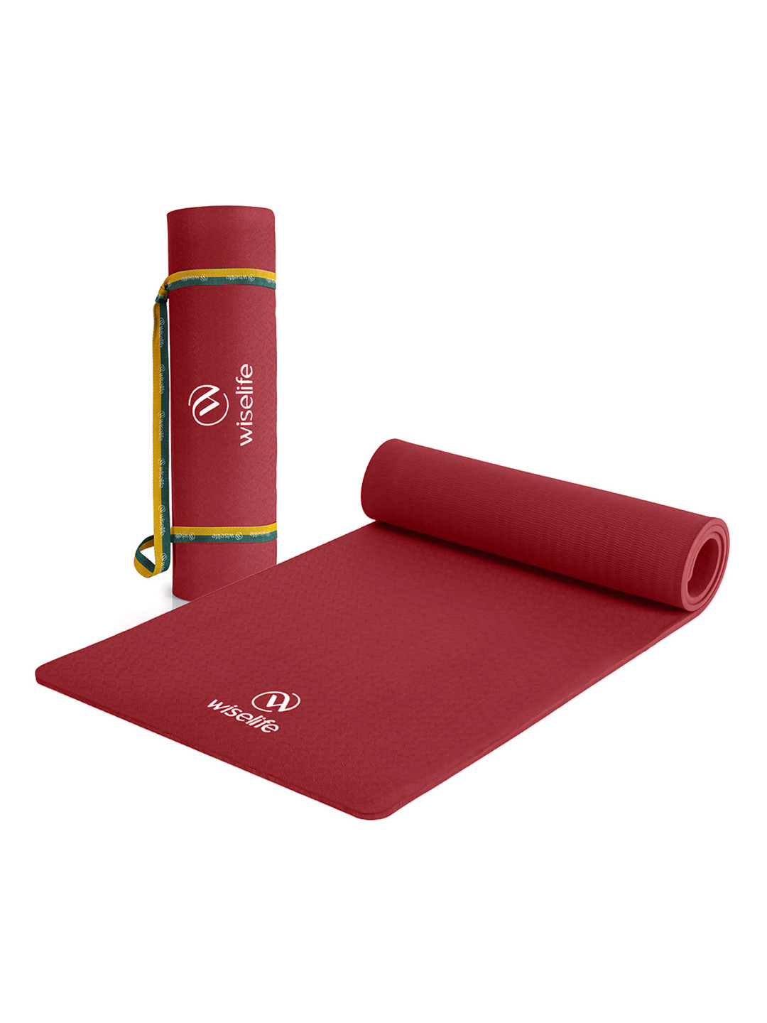 WiseLife Brown & White Anti Skid Yoga Mat & Yoga Strap
