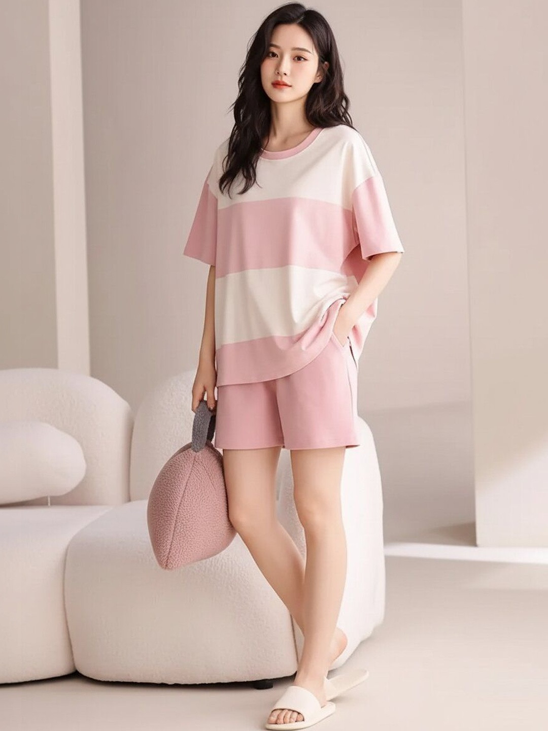 GEBET Women Colourblocked Night suit