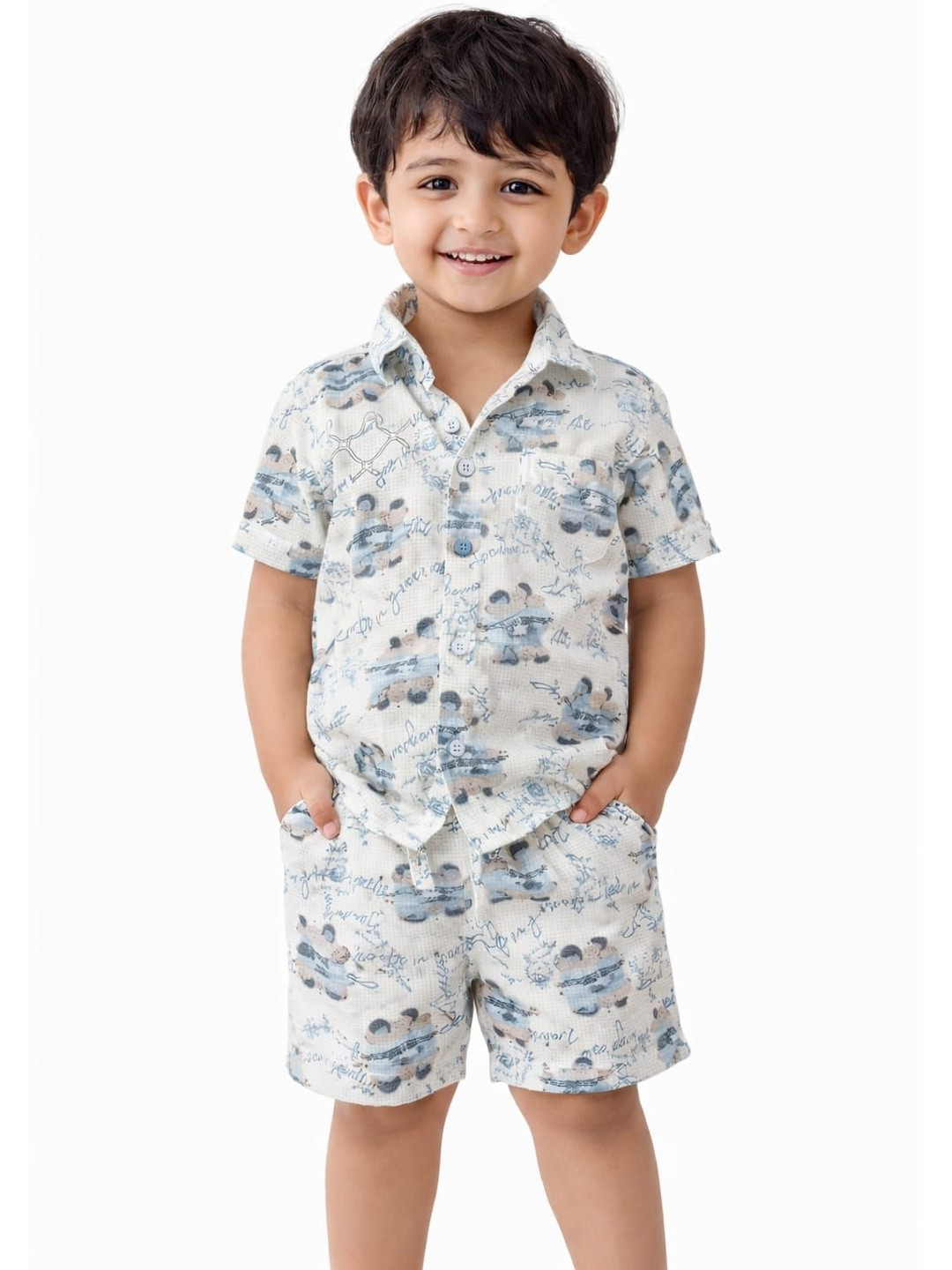 Kiditude Unisex Kids Printed Shirt with Shorts