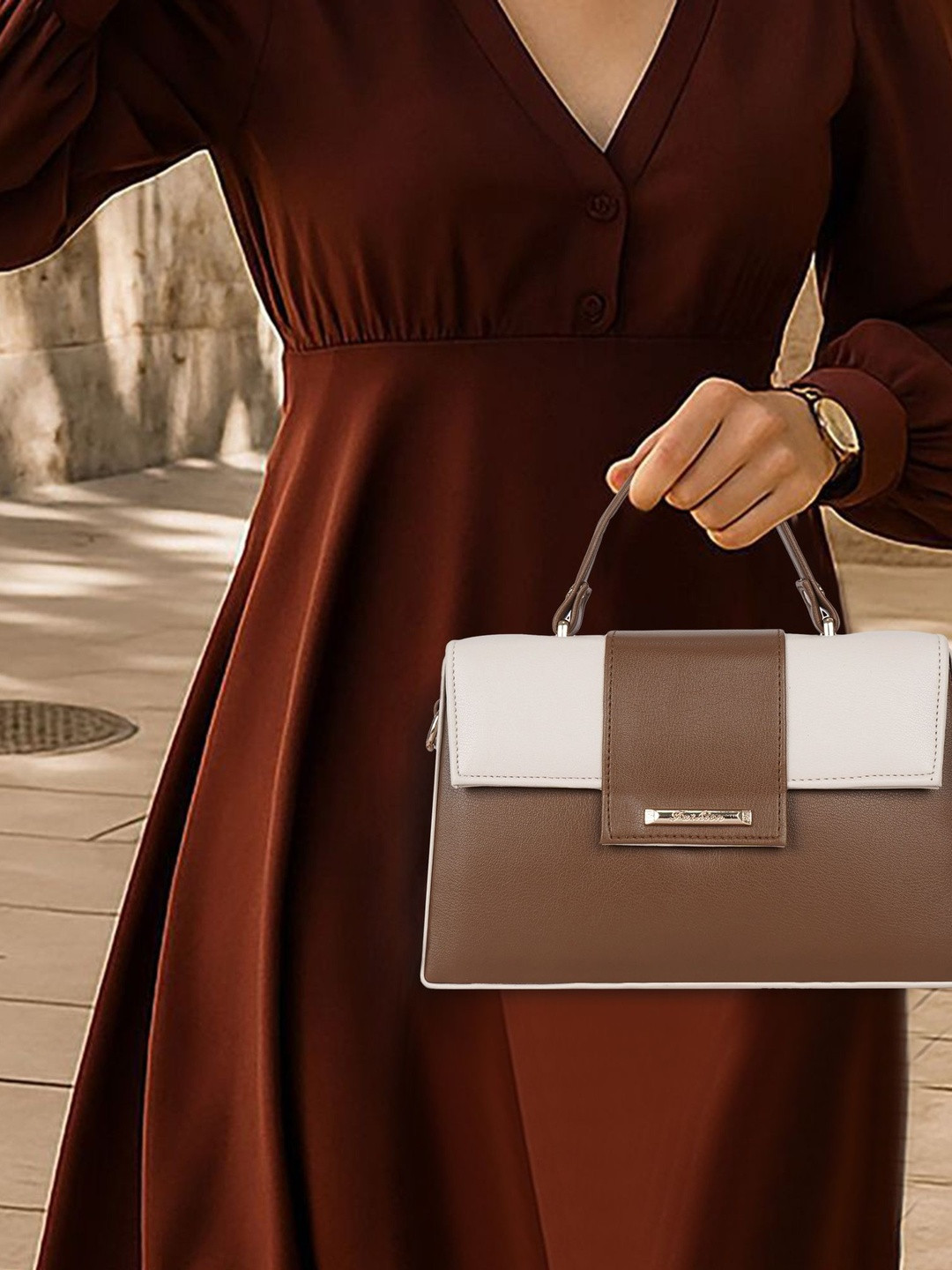 STARWINGS Colourblocked Structured Handheld Bag