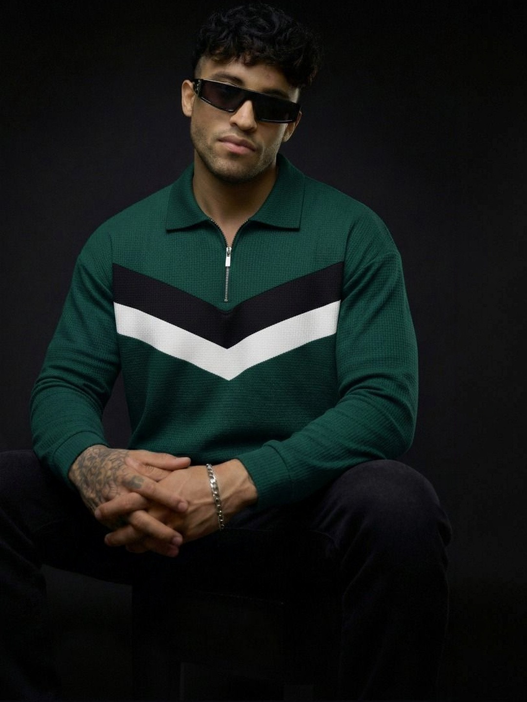 R.Code by The Roadster Life Co. Men Colourblocked Polo Collar T-shirt