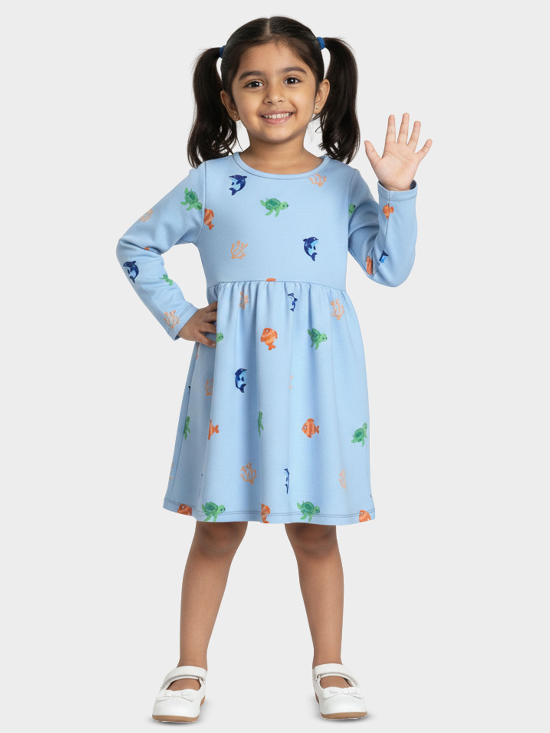 Orange Sugar Print Fit & Flare Dress