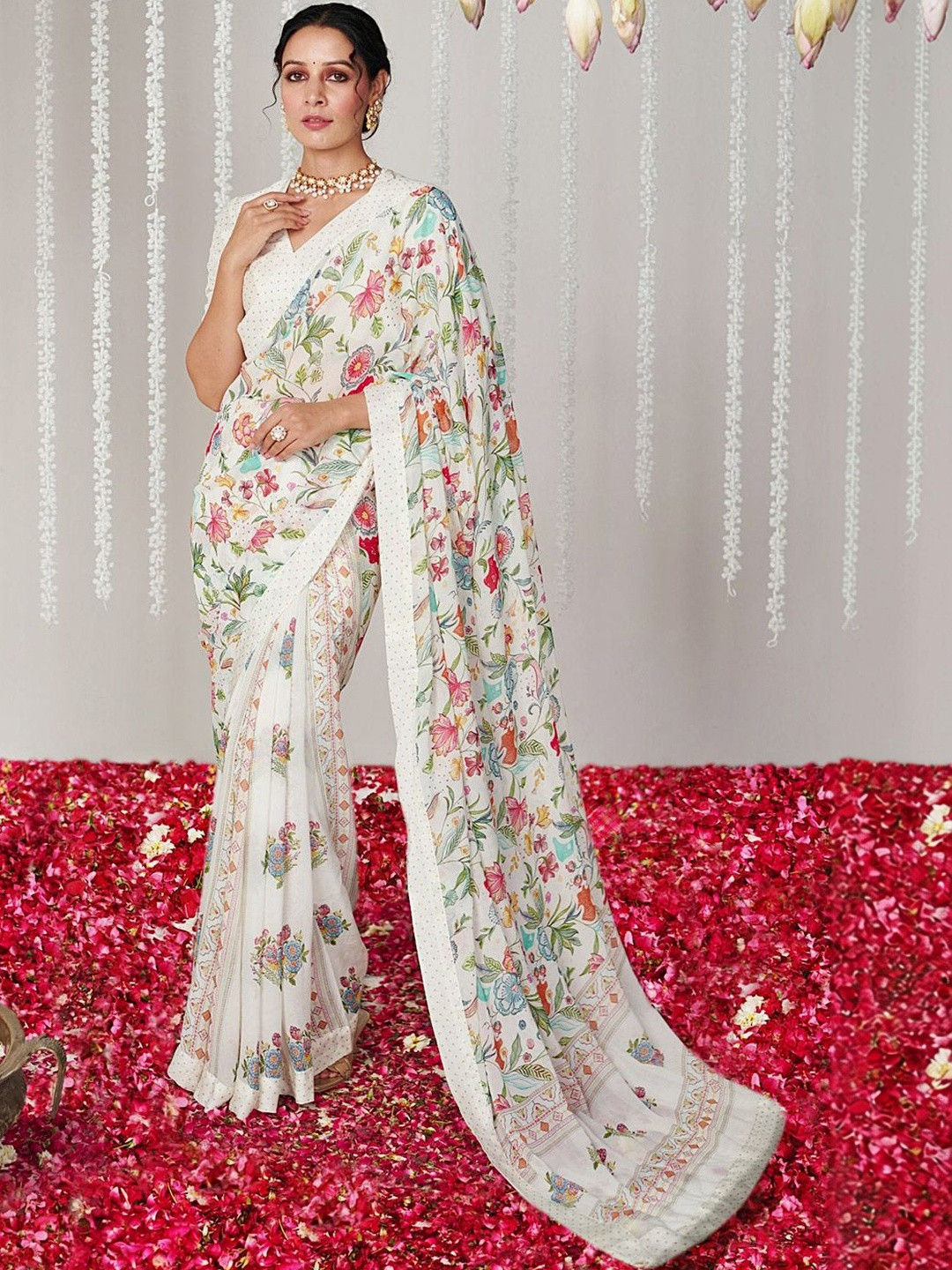 Dhaaga Ghar Floral Embroidered Pure Cotton Designer Saree