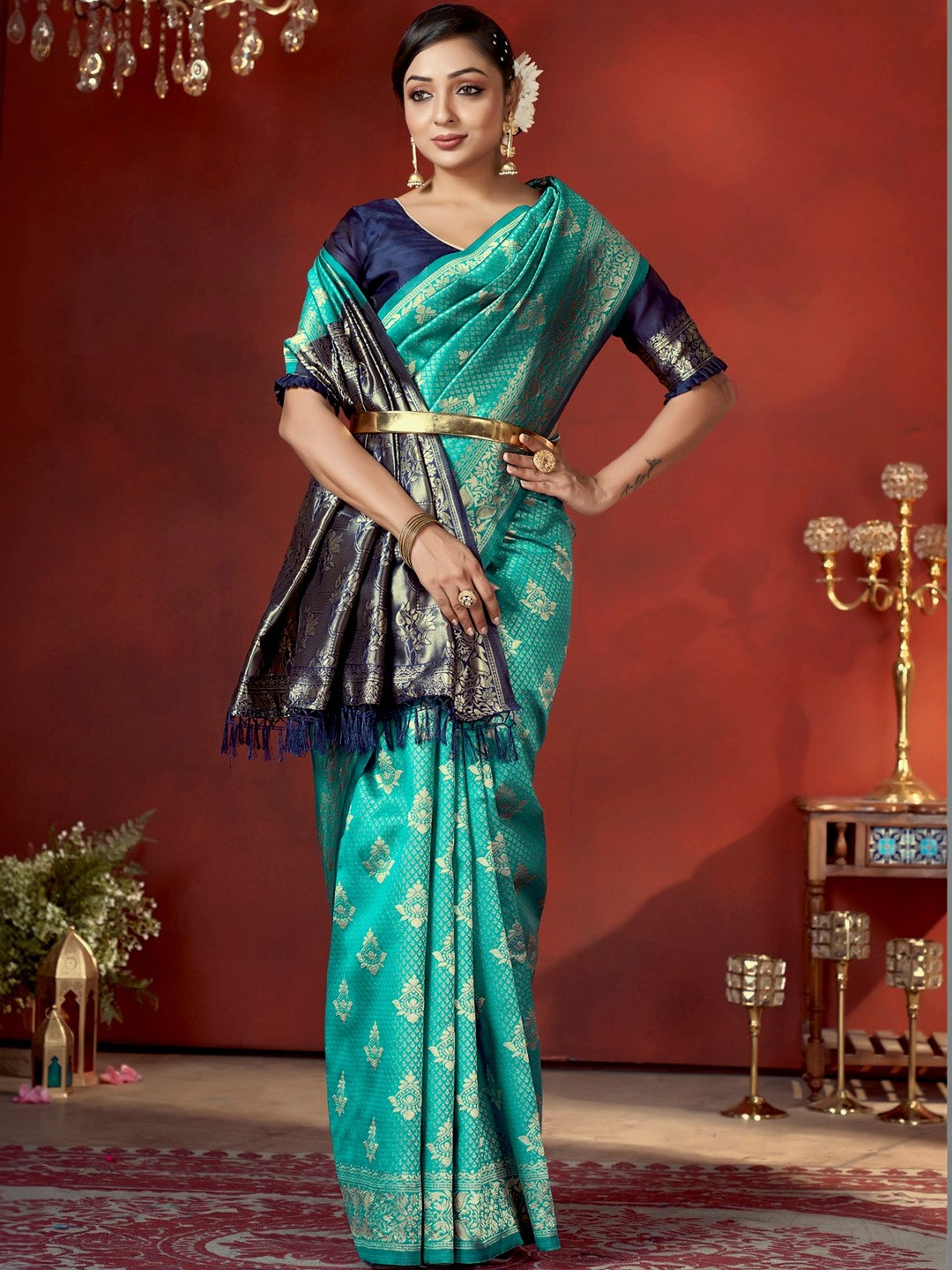 SZN Woven Design Zari Silk Blend Heavy Work Banarasi Saree