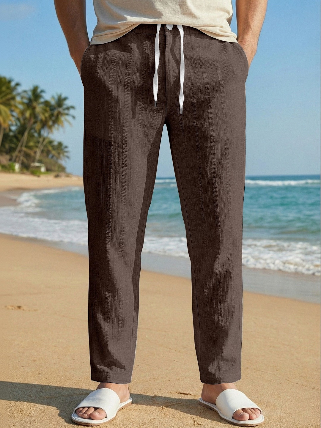 INDICLUB Men Relaxed Straight Leg Easy Wash Trousers