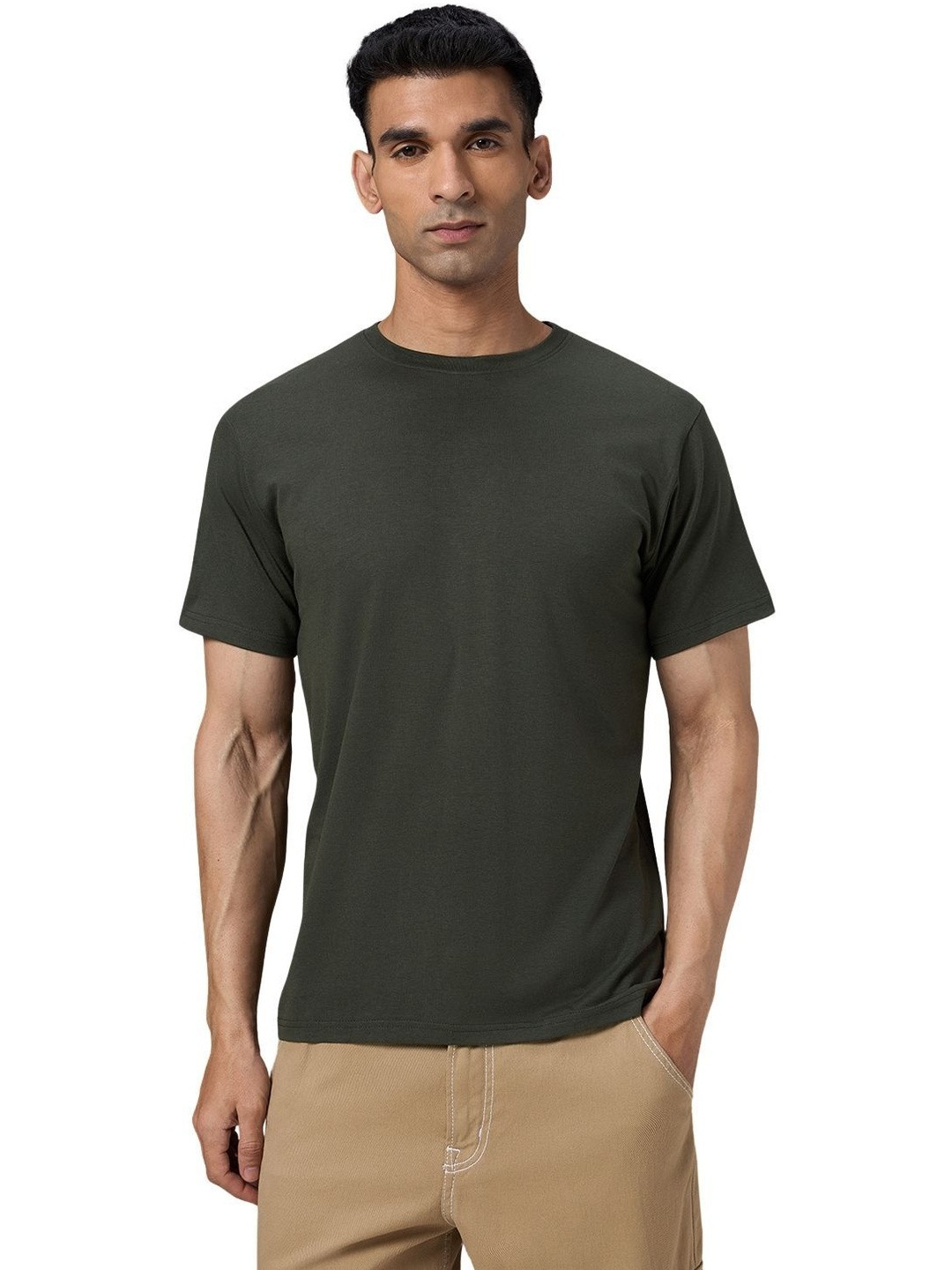 Wellbi Men Bamboo-Cotton 3X Softer Breathable Half sleeves Regular Fit Round Neck T-Shirt