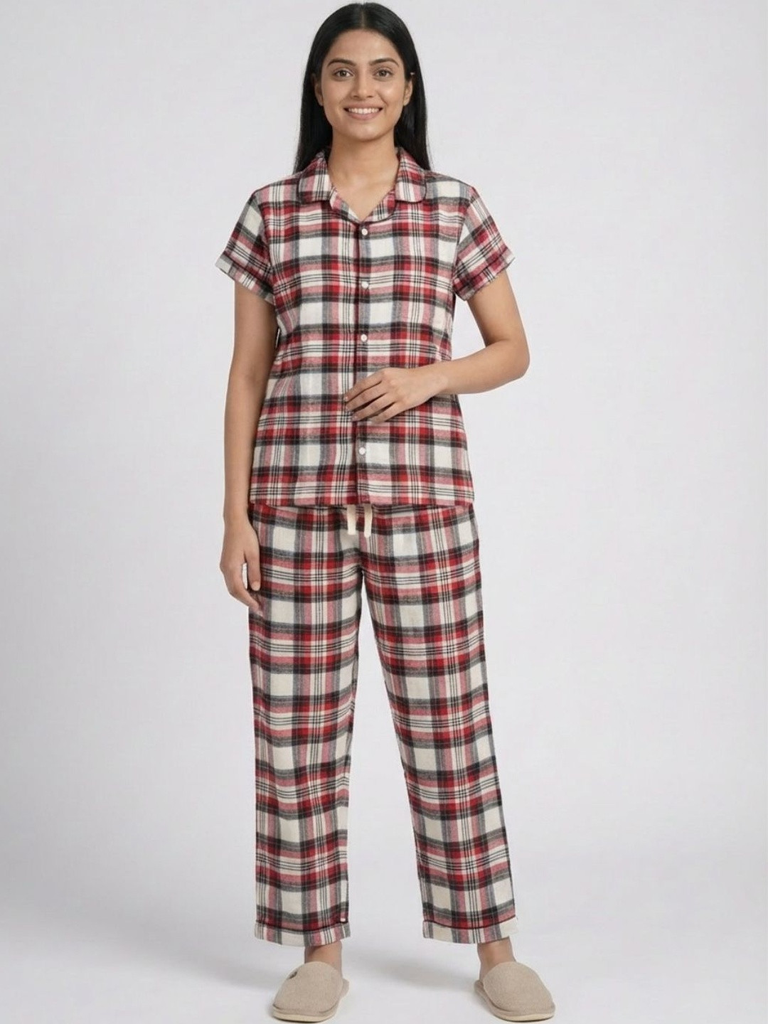 Biglilpeople Women Checked Night suit