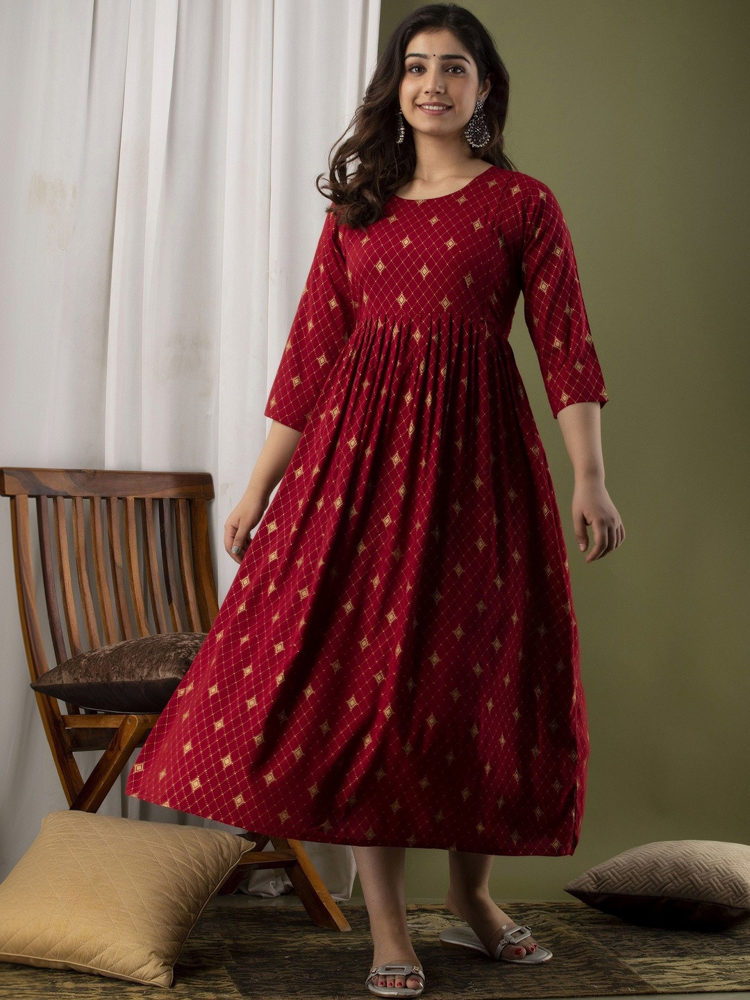 Mialo fashion Women Printed Indie Prints Maternity Anarkali Kurta