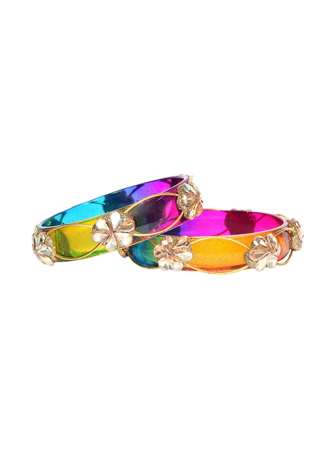 Swara Creations Set Of 2 Stone-Studded Bangles