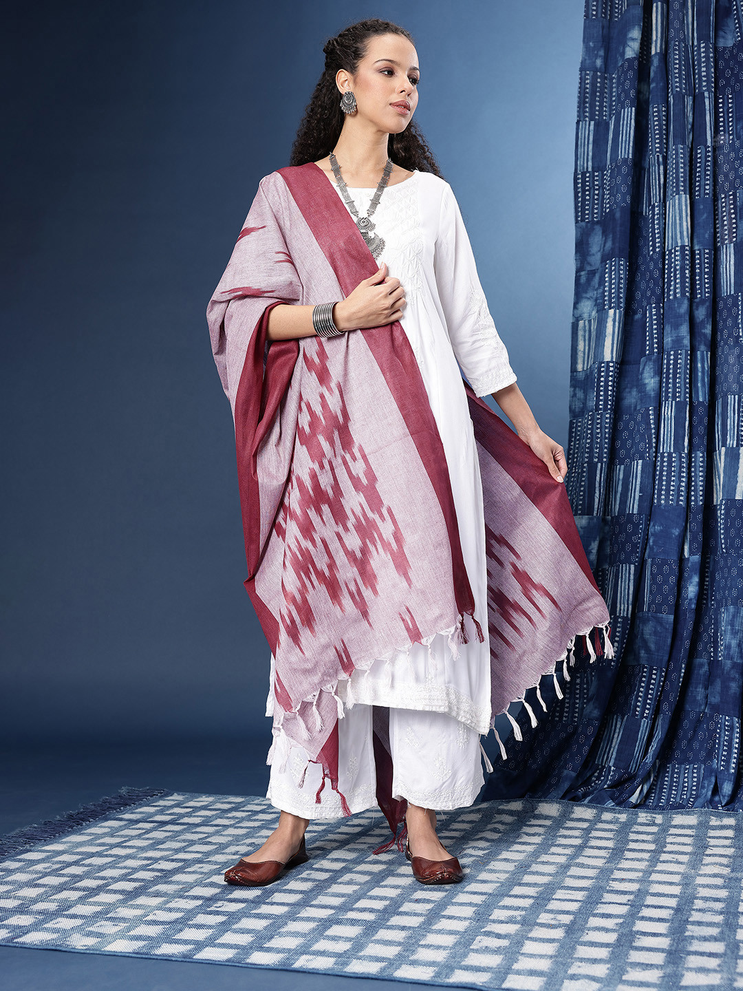 Taavi Pure Cotton Ikat Dupatta