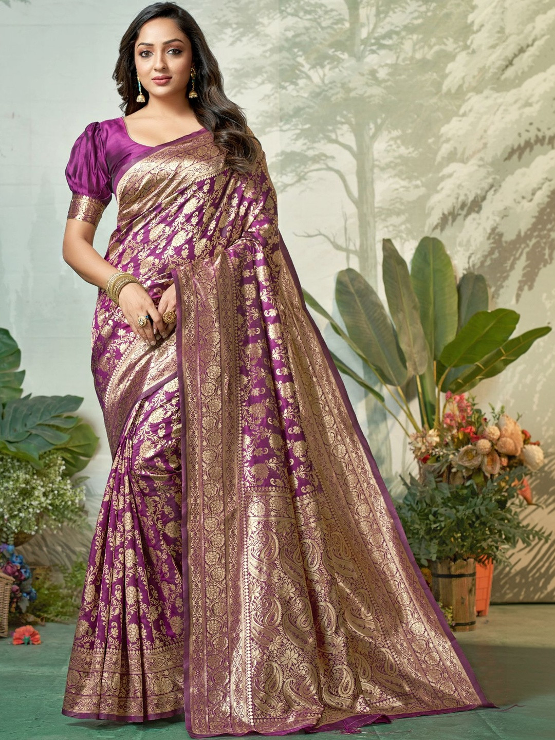 SZN Ethnic Motifs Zari Silk Blend Banarasi Saree