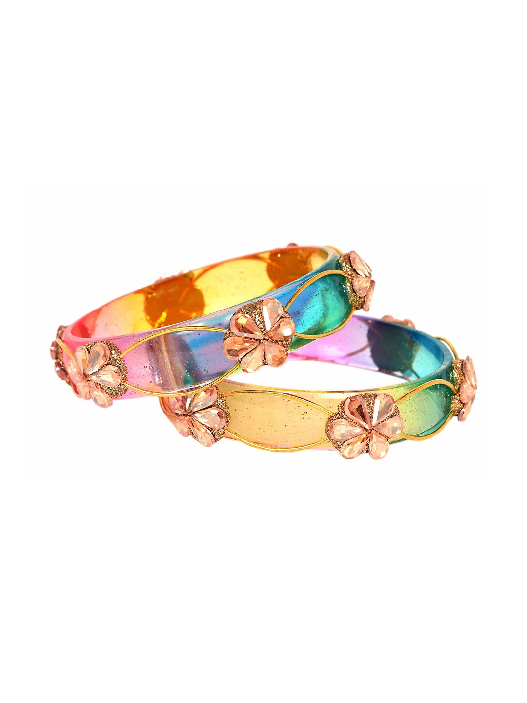 Swara Creations Set Of 2 Stone-Studded Bangles