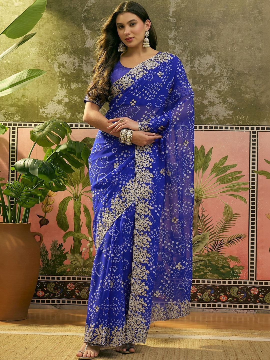 Sangria Printed Bandhani Sarees