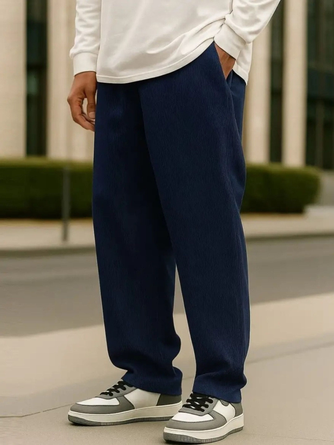 Povaxpo Men Baggy Self Design Track Pants