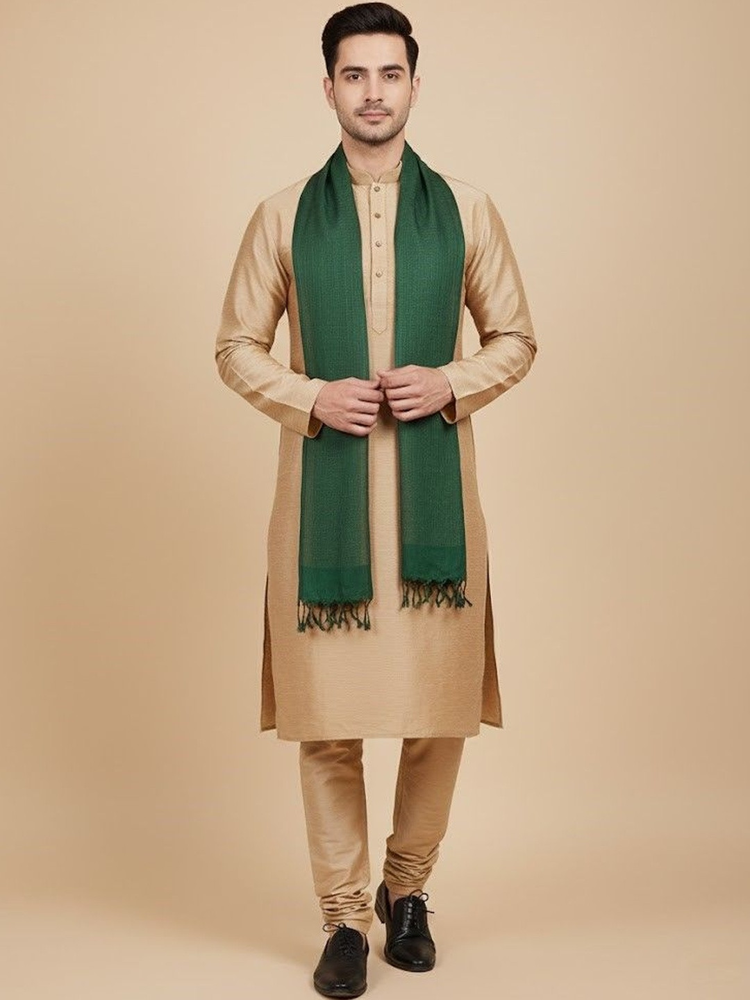 MUFFLY Men Ethnic Motifs Checked Dupatta