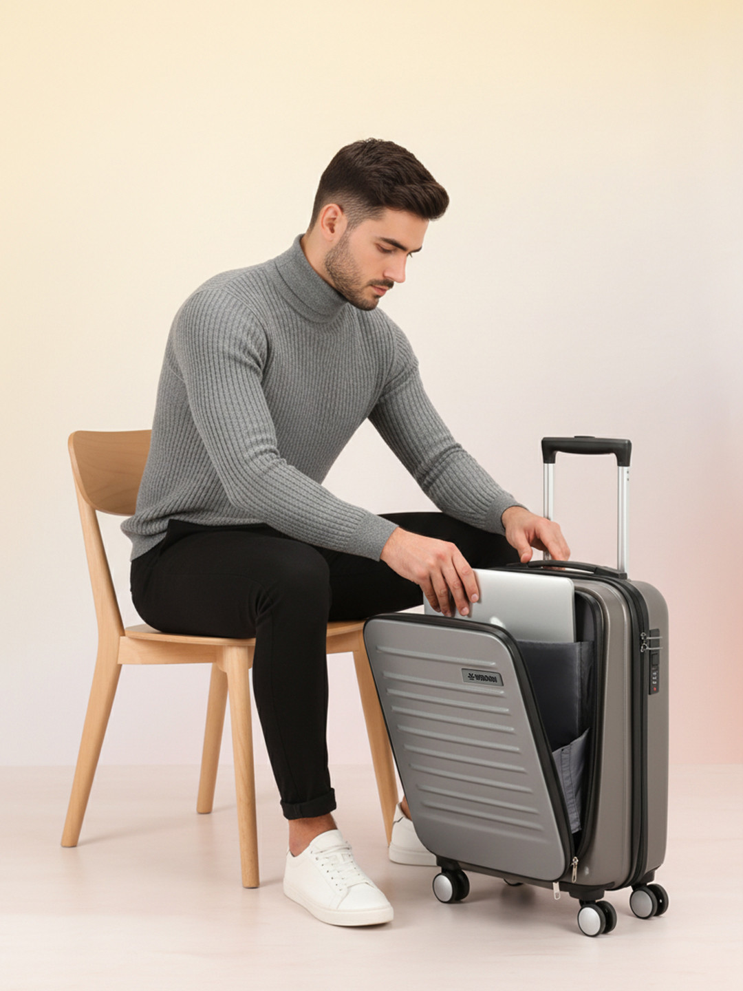 WROGN Unisex Kangaroo Hard Sided Cabin Trolley