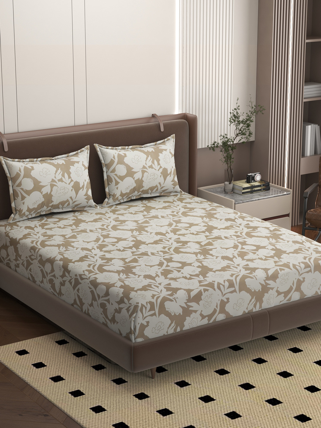 Bromwick Super Soft Cotton Breathable Fitted Bedsheet with 2 Pillow Covers- 72x78 Inches