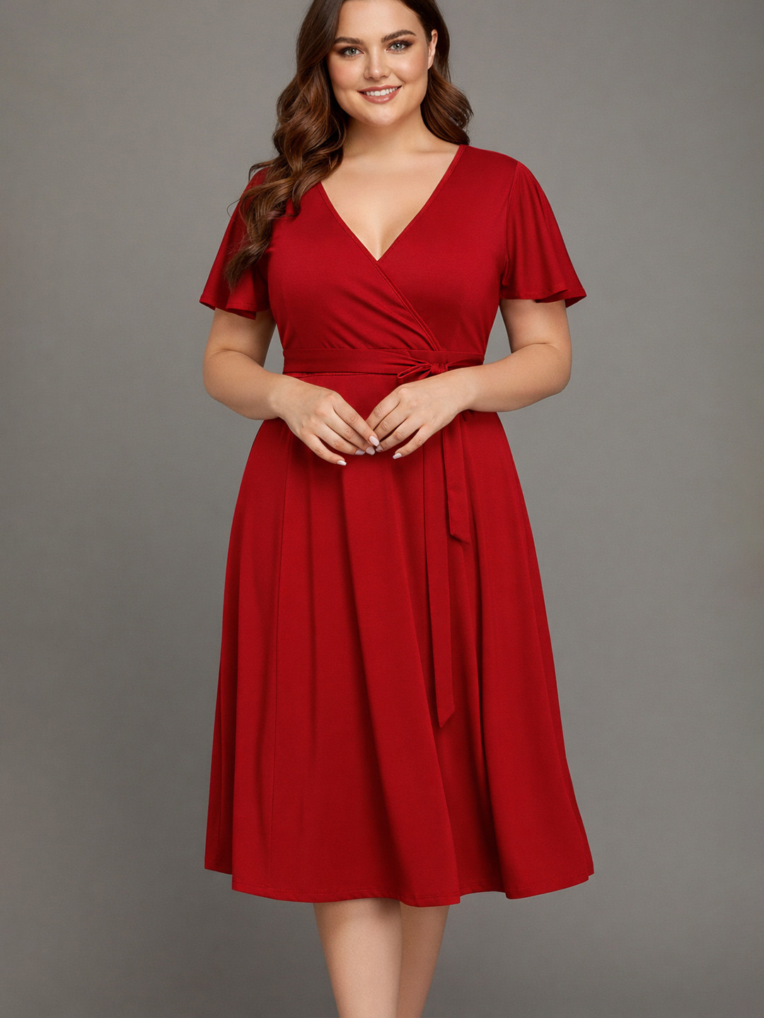 C4D Flutter Sleeve Midi Dress