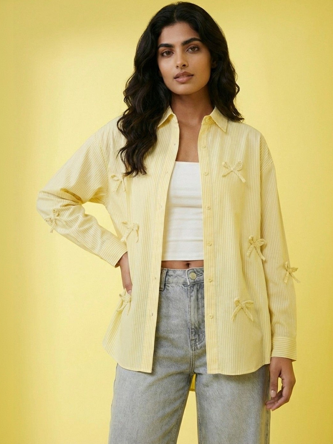 IQOA Striped Spread Collar Relaxed Relaxed Fit Casual Shirt