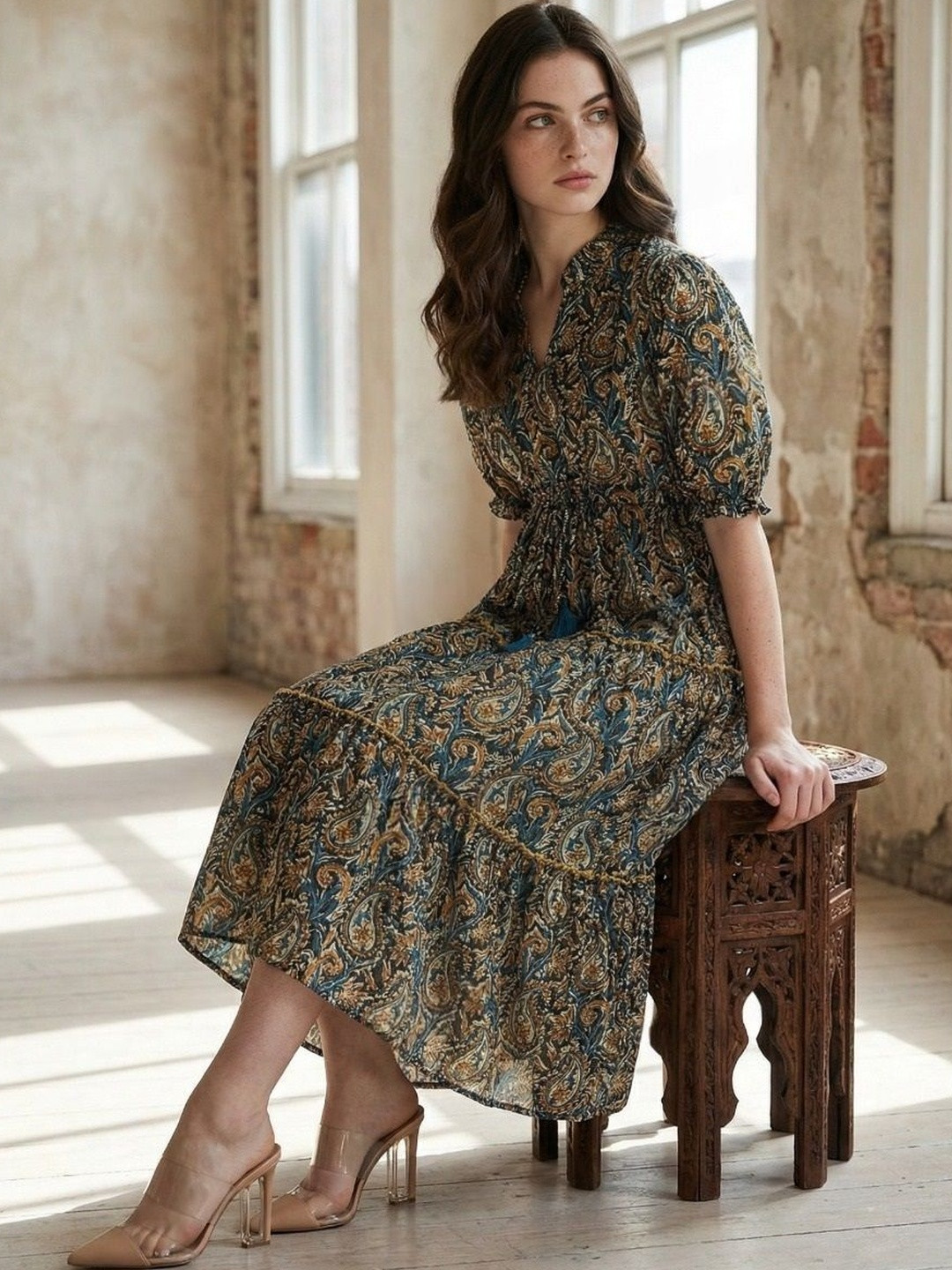Krunal Raiyani Women Printed Crepe Anarkali Kurta