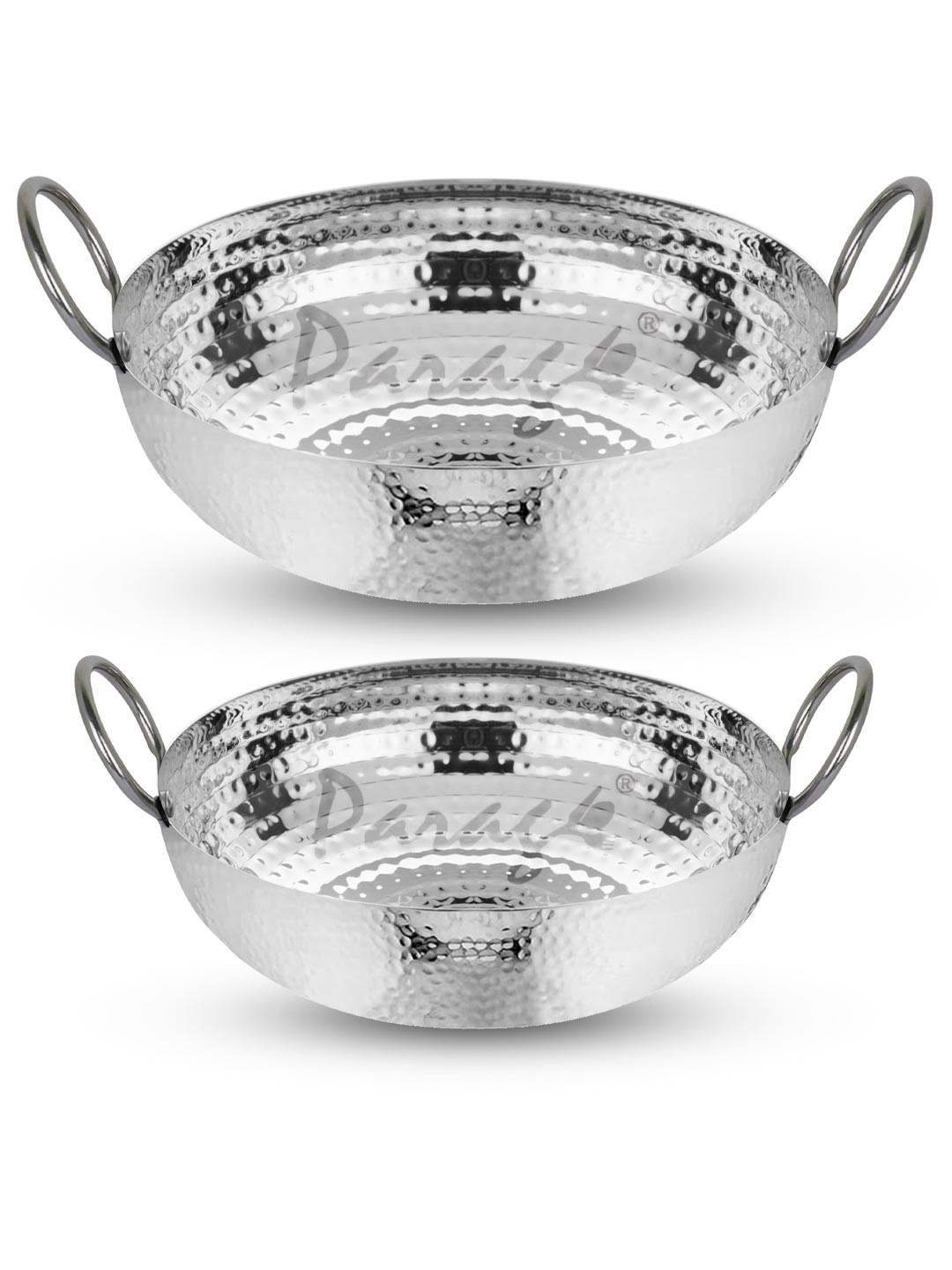 Parage 2 Pieces Stainless Steel Induction & Gas Stove Safe Kadhai 2 L & 1.2 L Set