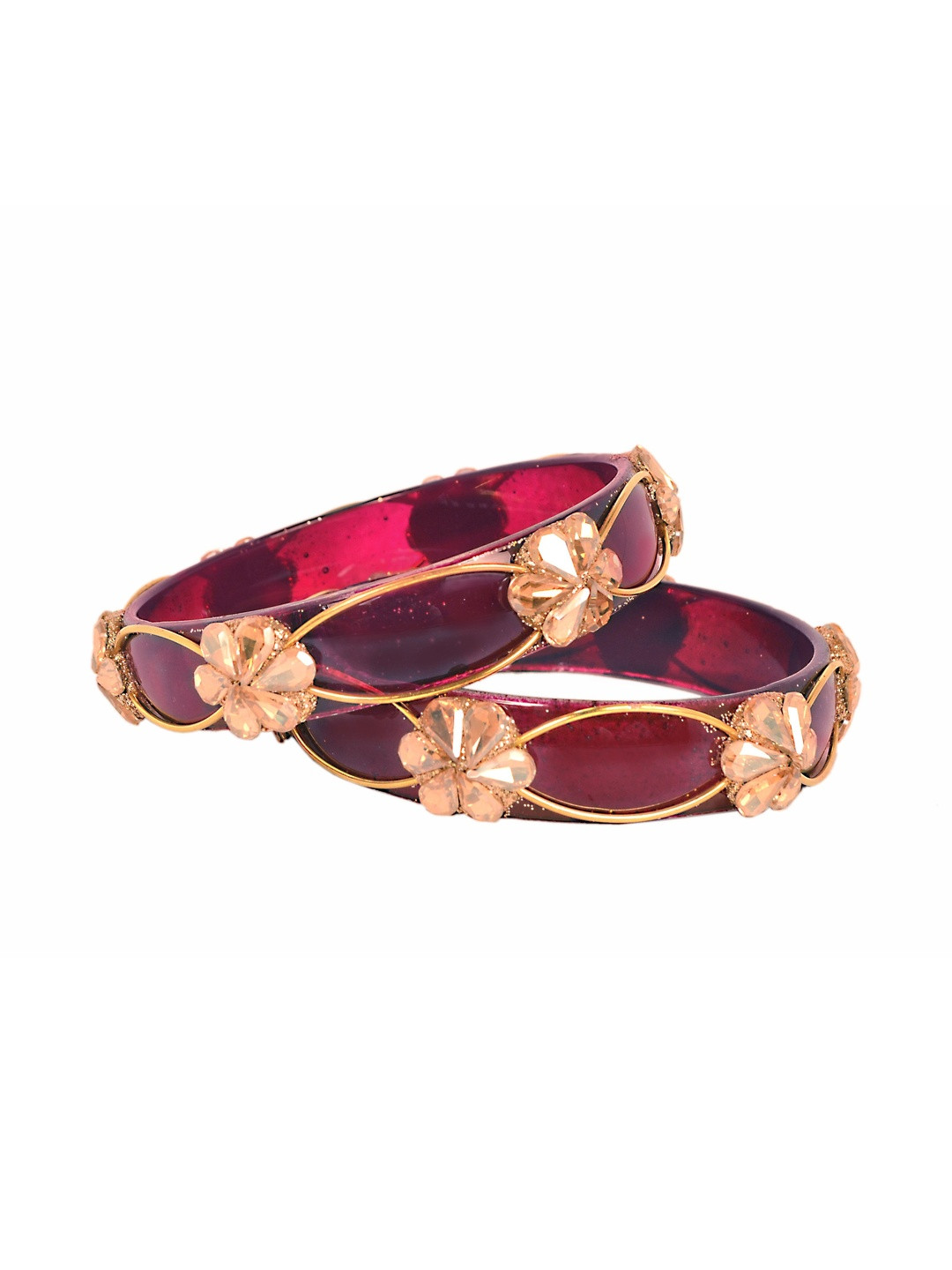 Swara Creations Set Of 2 Stone-Studded Bangles