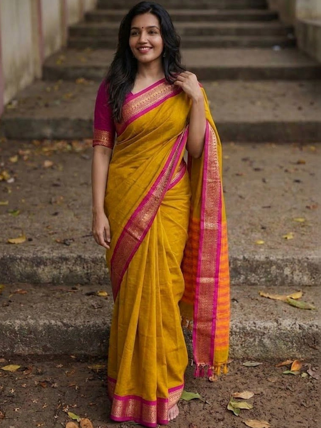yourwish Woven Design Zari Silk Cotton Paithani Saree