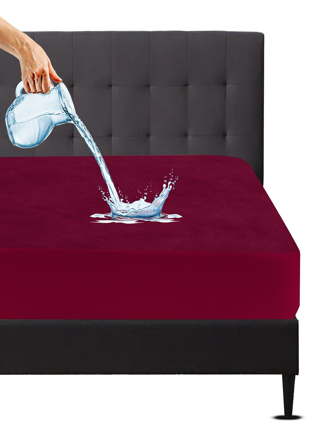 Mattress Protector Maroon Cotton Waterproof Queen Size Mattress Cover 78 x 60 Inch