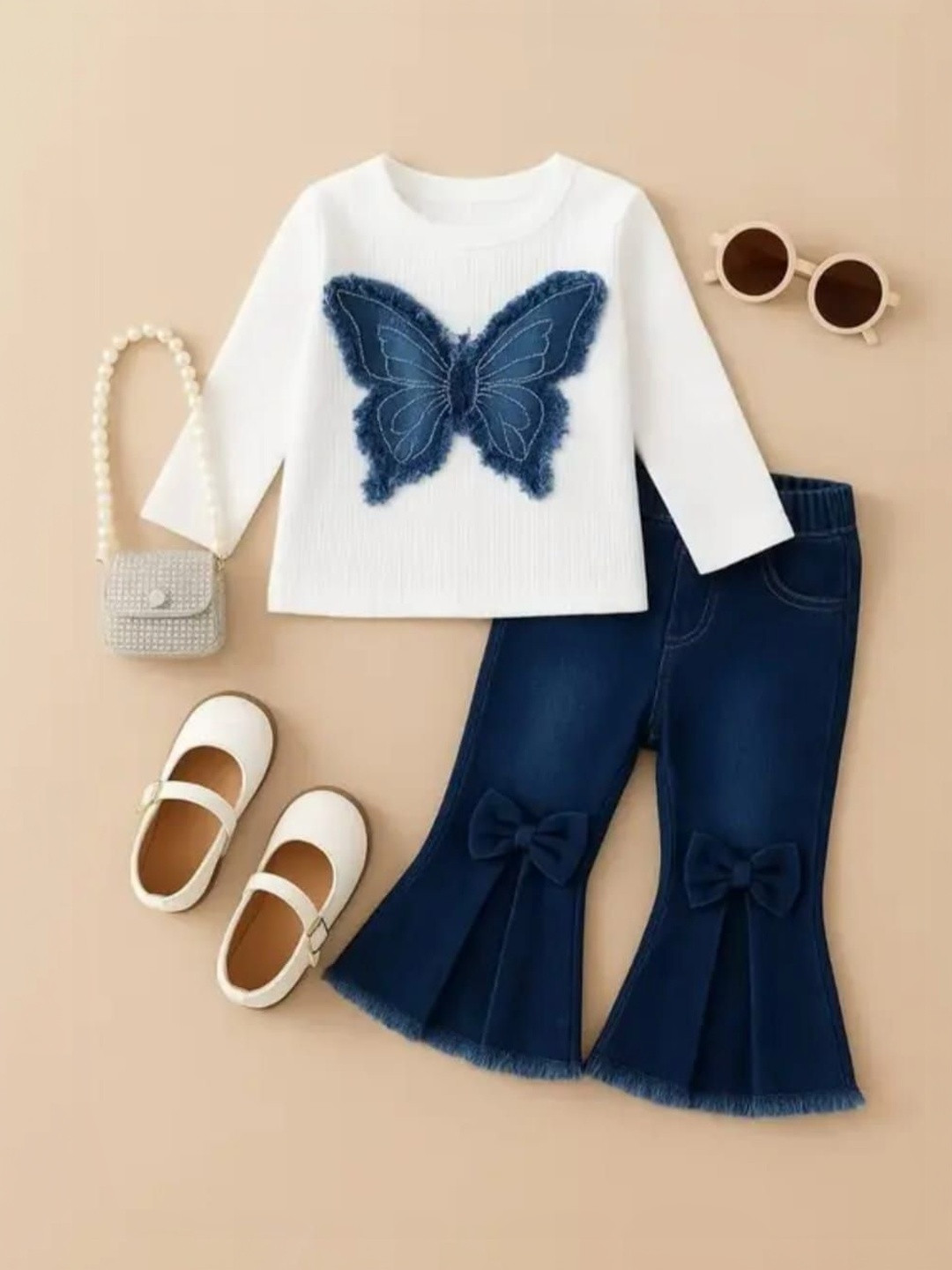COMPLETE OUTFIT Girls Embellished T-shirt with Trousers
