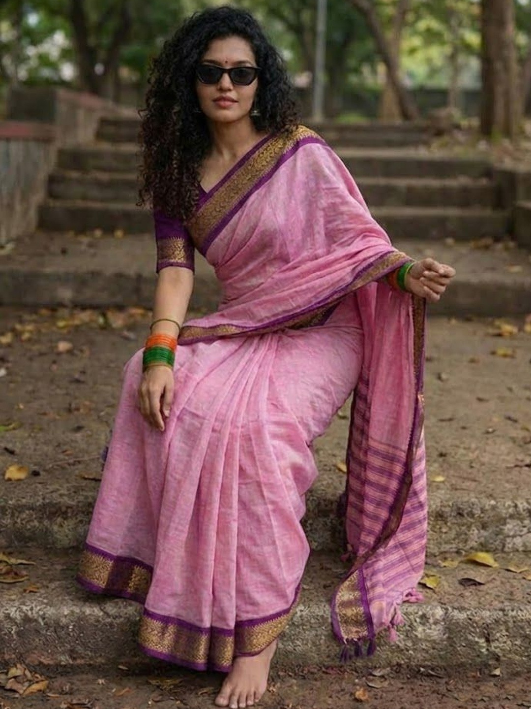 yourwish Woven Design Zari Silk Cotton Handloom Paithani Saree