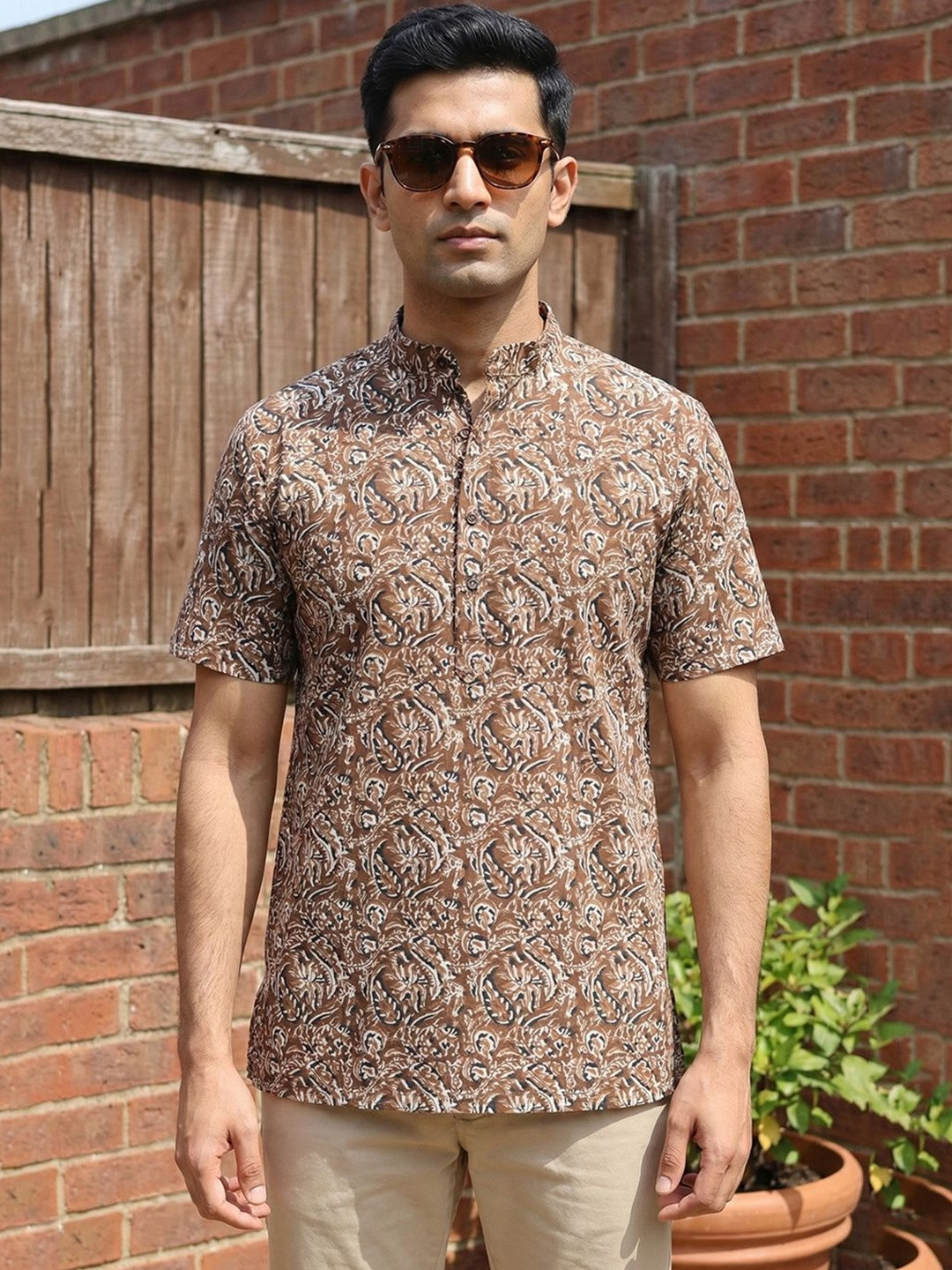 CHHAAP Block Cotton Ethnic Motifs Straight Above Knee Kurta
