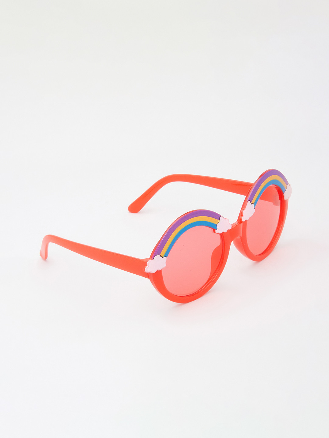 KIDSUN Kids Full Rim UV Protection Rainbow Round Sunglasses 159_RED_RED