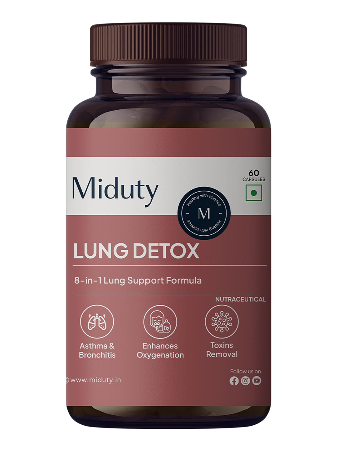 MIDUTY Lung Detox For Asthma & Bronchitis - 60 Capsules
